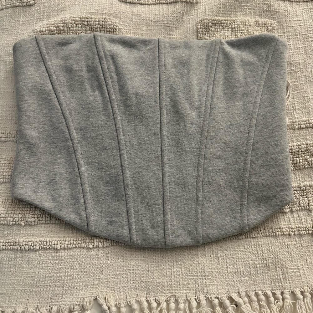 Good American - Gray Strapless Corset Top